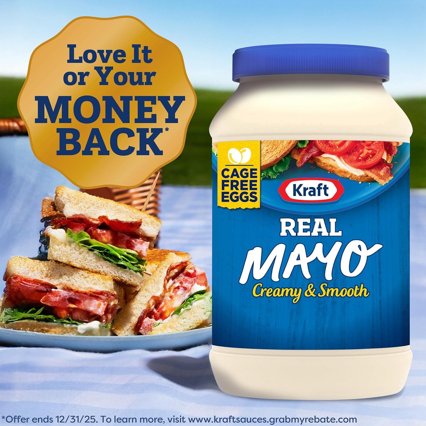 Kraft Real Mayo Creamy & Smooth Mayonnaise for Busy Home Kitchens and Quick Lunchbox Prep, 30 fl oz Jar