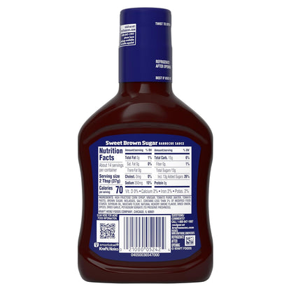 Kraft Sweet Brown Sugar Slow-Simmered Barbecue Sauce, 18 oz Gift Bottle for the Backyard Pitmaster