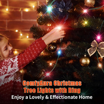 Kringle Bros Christmas Tree Lighting Ring – Aesthetic Bedroom & Family Room Glow, Warm White & Multicolor Modes
