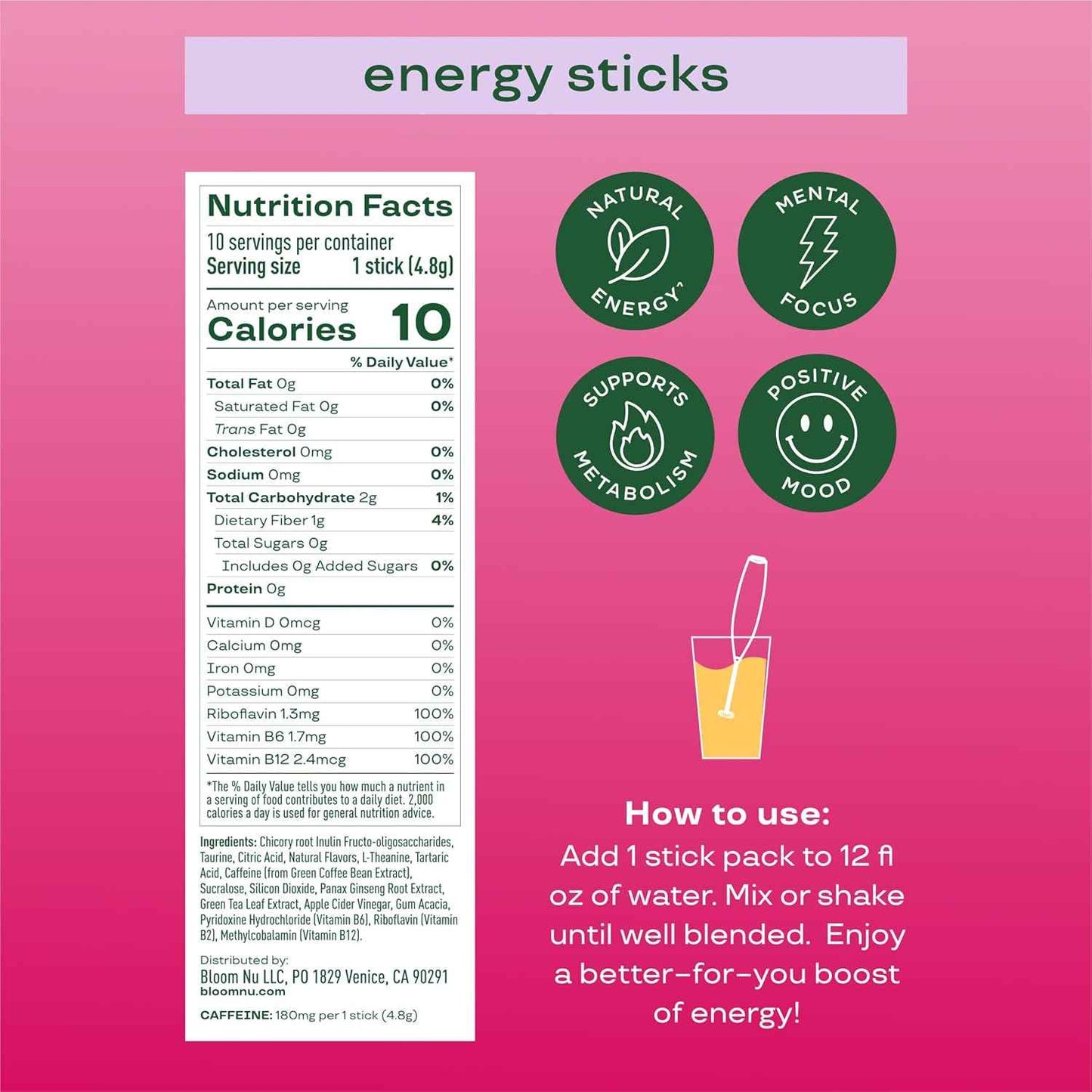 Bloom Nutrition Green Tea Energy Mix – L-Theanine Focus Blend for a Calming Daily Self-Care Routine