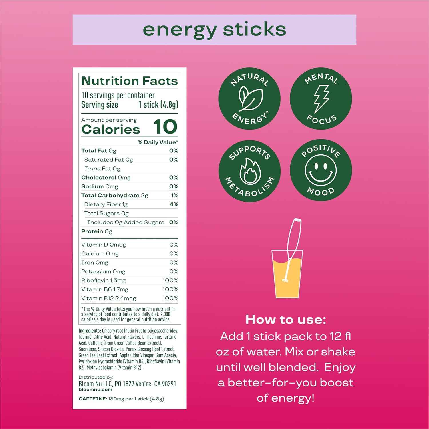 Bloom Nutrition Green Tea Energy Mix – L-Theanine Focus Blend for a Calming Daily Self-Care Routine