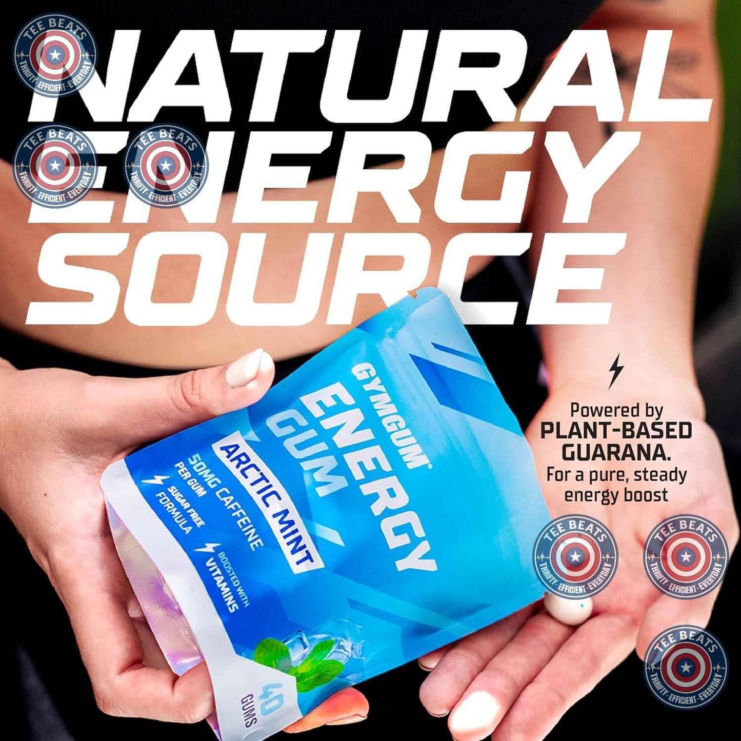 GYMGUM Energy Caffeine Gum | 50mg Natural Caffeine Chewing Gum for Home Office Focus, Sugar-Free L-Theanine Boost for Remote Workers