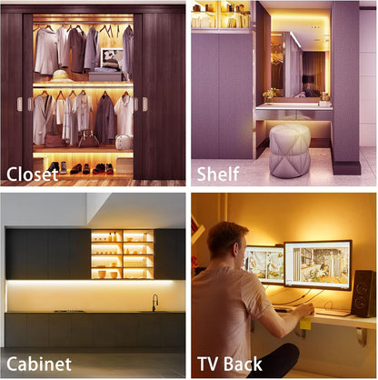 LAFULIT Under Cabinet Lighting Kit – Focused Home Office Desk Lighting, Flicker-Free LED Strip with Timer for Late-Night Work