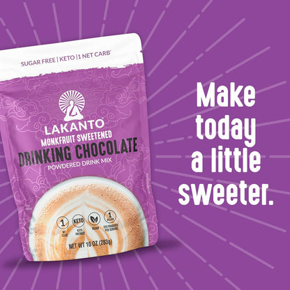 Lakanto Sugar Free Drinking Chocolate - Thoughtful Gourmet Gift for Keto and Diabetic Friends, Monk Fruit Cocoa, 10 oz Pouch