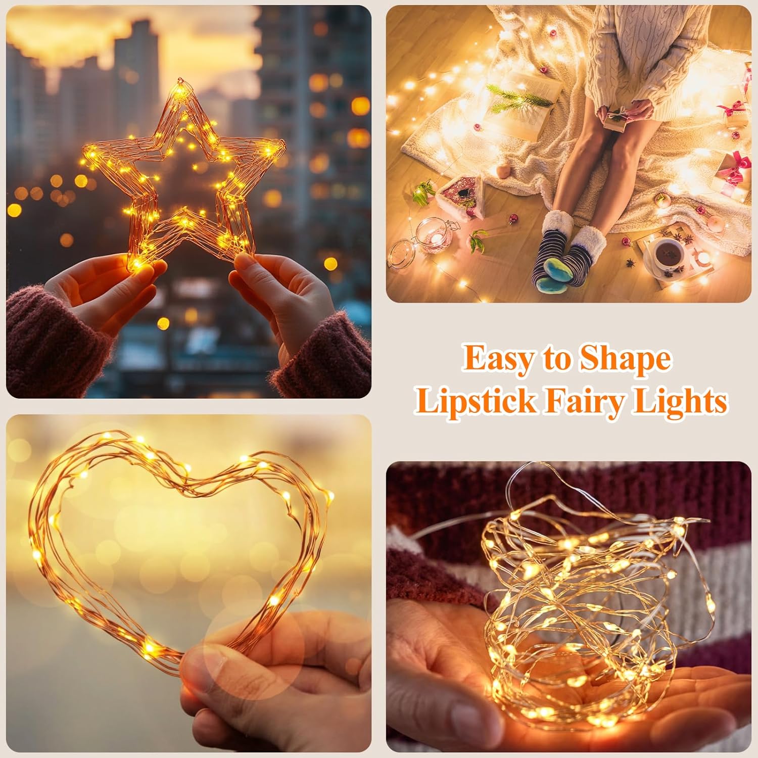 Lakumu LED Fairy Lights Flameless – Cool Touch String Lights with Auto Timer for Safe Bedroom Nighttime Use