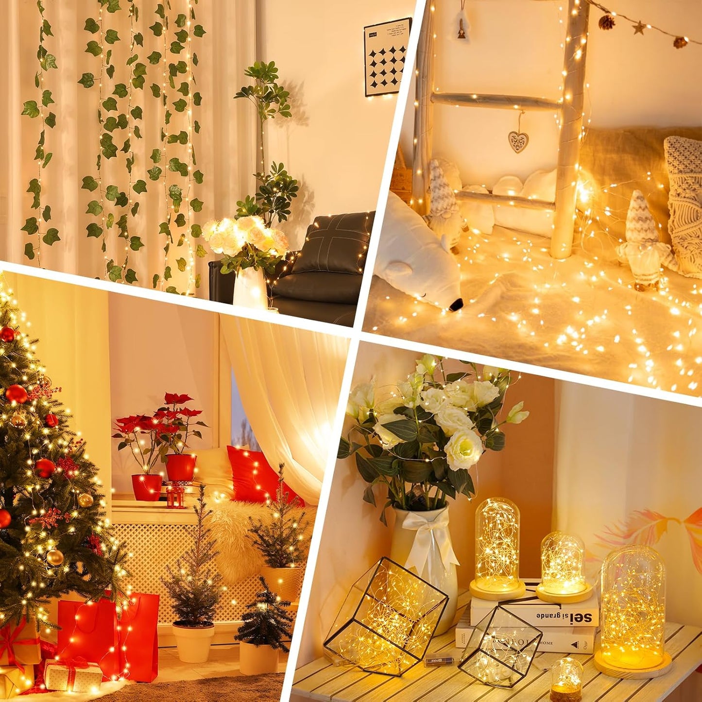 Lakumu LED Fairy Lights Flameless – Cool Touch String Lights with Auto Timer for Safe Bedroom Nighttime Use