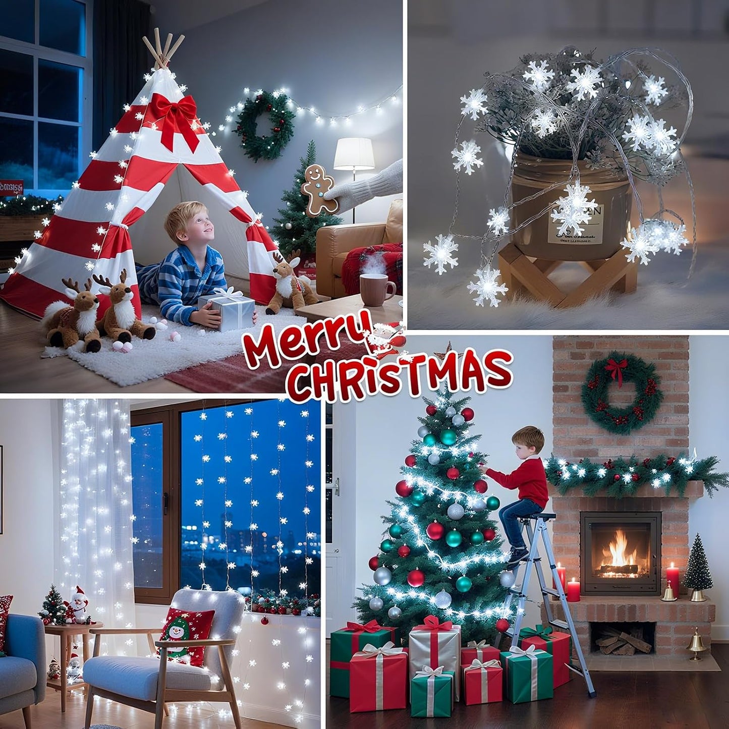 Lakumu Snowflake String Lights 20FT IP67 Waterproof Battery Operated for Patio and Balcony Without Outdoor Outlets