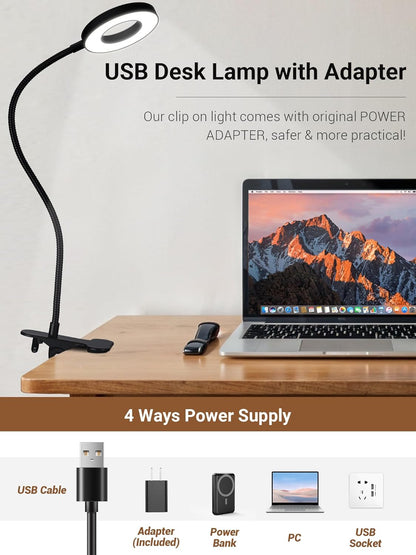 LampDepot Flicker-Free Bedside Reading Lamp for Wind-Down Ritual – No Blue Light Clip Light for Restful Evenings