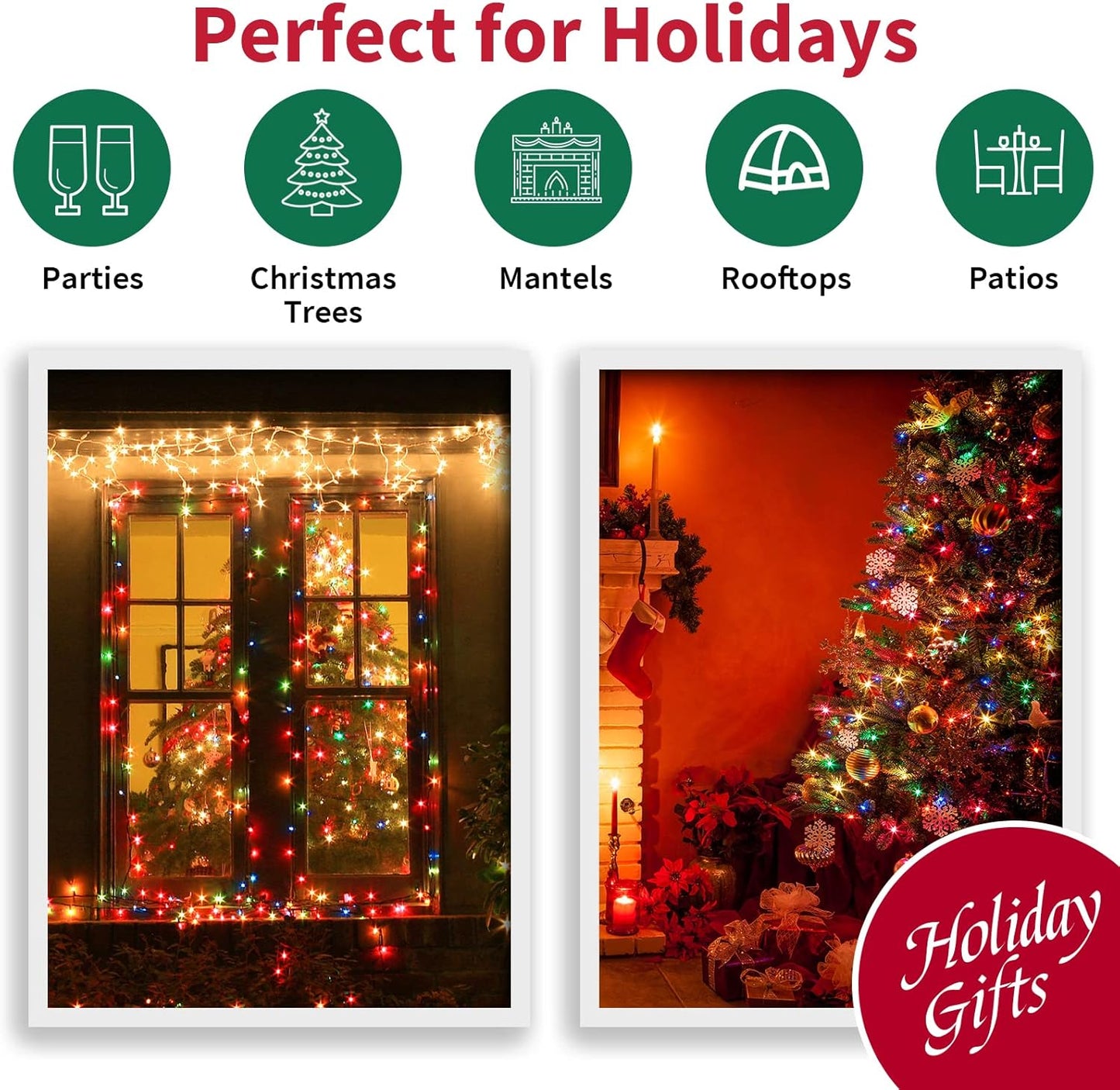 LAMPHOME 100 LED String Lights Housewarming Gift for Her Cozy Bedroom and Patio Holiday Decor 21.6FT