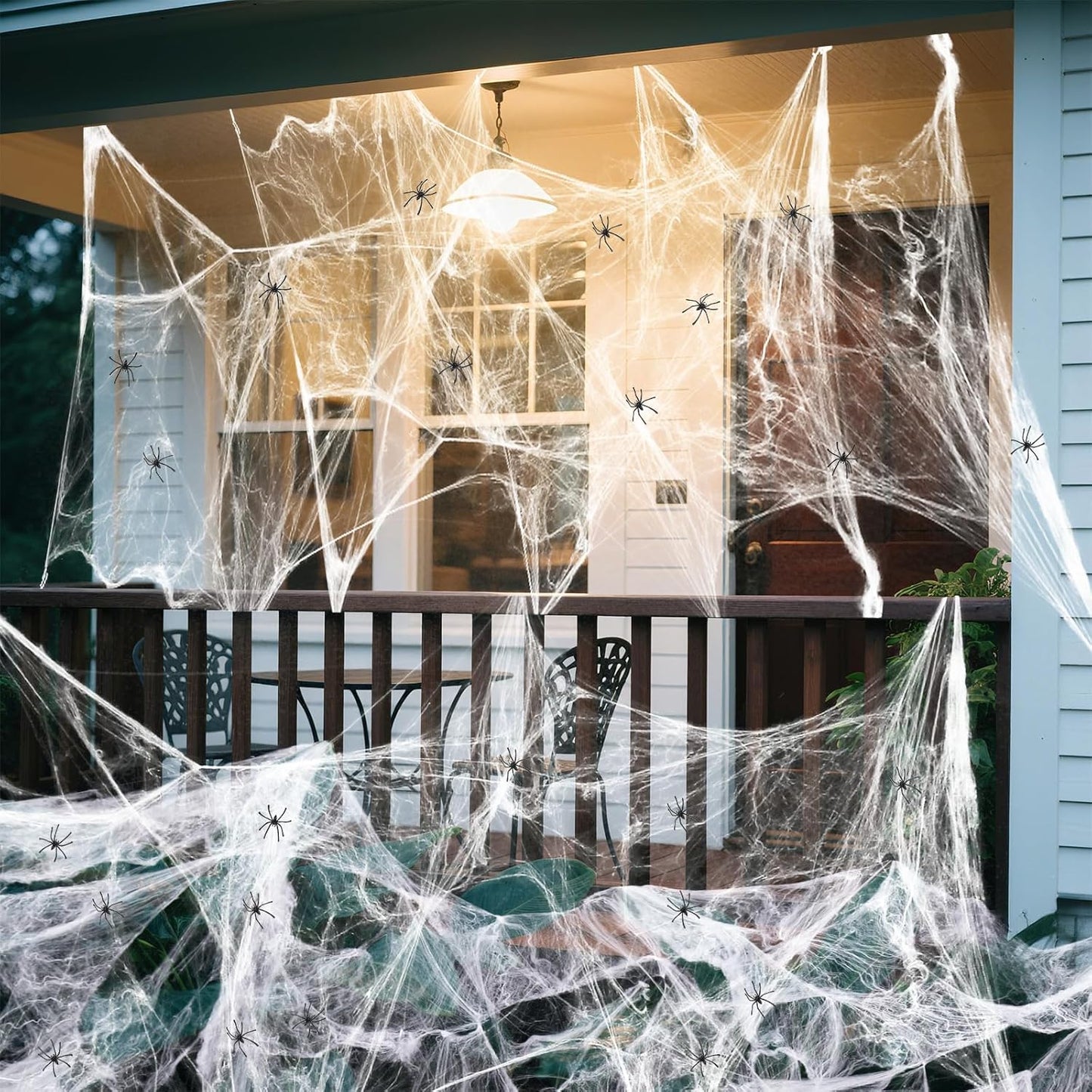 Land Guard 200 sqft Child-Safe Halloween Spider Web for Playroom and Classroom Party, Soft Polyester Cobweb with 10 Non-Toxic PP Spiders