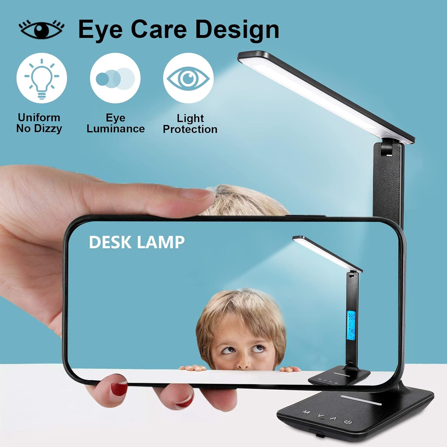 LAOPAO Minimalist Desk Lamp with Wireless Charger – Clean White or Black Finish, USB Port, and Folding Arm for Small Spaces