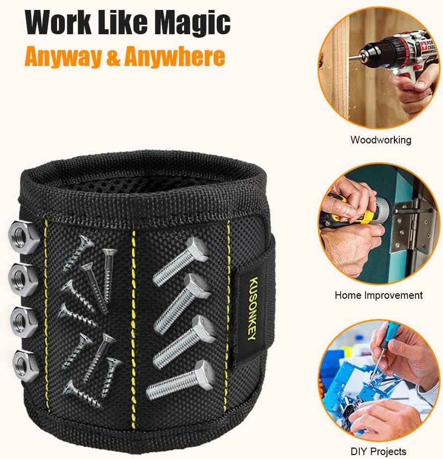 KUSONKEY Magnetic Wristband Tool – Durable Outdoor Deck Building Accessory, 168D Ballistic Polyester Wrist Screw Holder for Exterior Projects