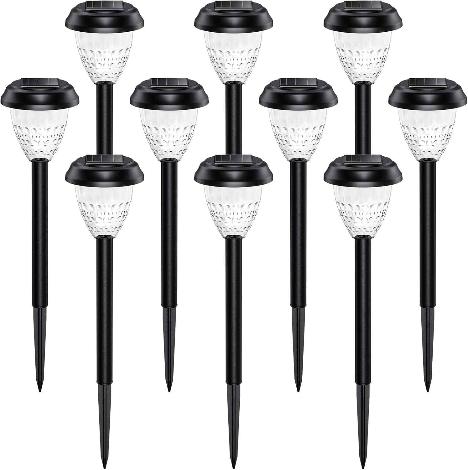 Safe Solar Path Lights for Walkways and Stairs, Flameless Dusk to Dawn LED Edge Marker 10 Pack
