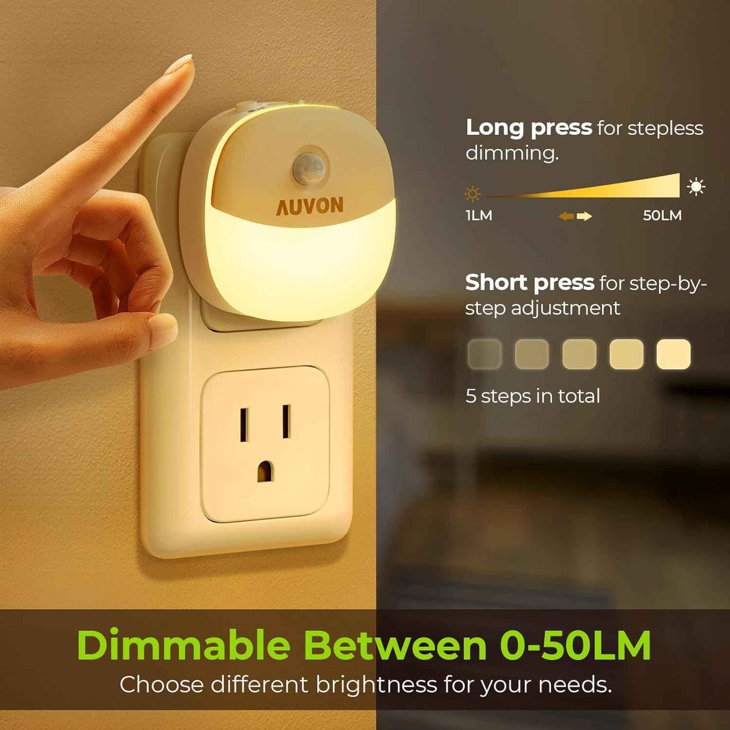 AUVON Dusk to Dawn Night Light – Smoke Free, Flame Free Nighttime Path Lighting for Seniors Aging in Place