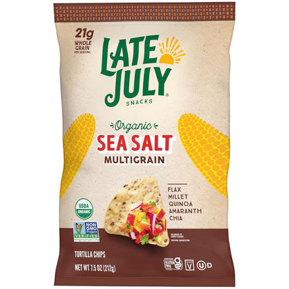 Late July Organic Sea Salt Multigrain Tortilla Chips – School Lunchbox Snack for Gluten-Free Vegan Families