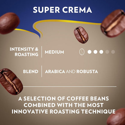 Lavazza Super Crema Whole Bean Coffee – Open-Concept Kitchen Counter Bean Display, Medium Espresso Roast Centerpiece
