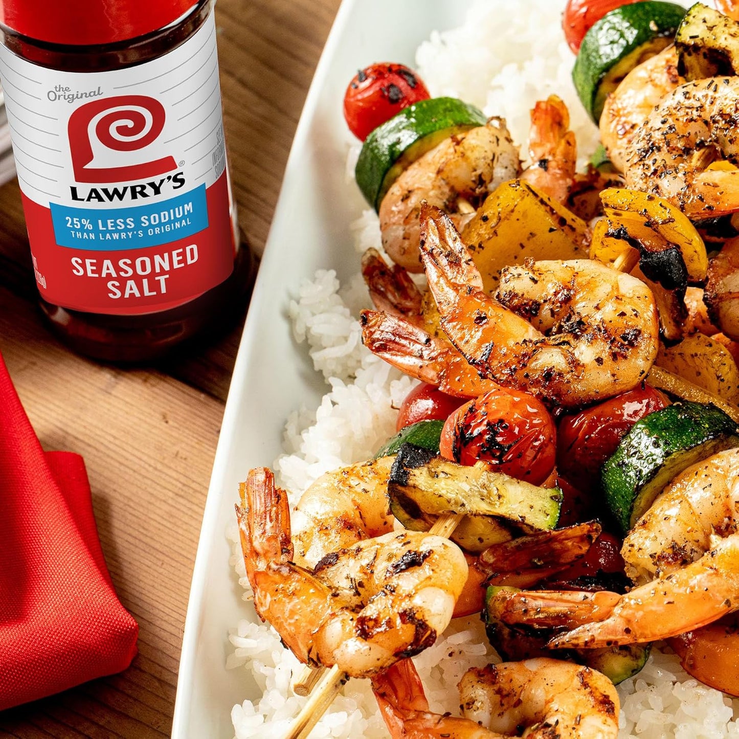 Lawry's 25% Less Sodium Seasoned Salt – Family Kitchen Seasoning with Less Sodium for Kids' Meals