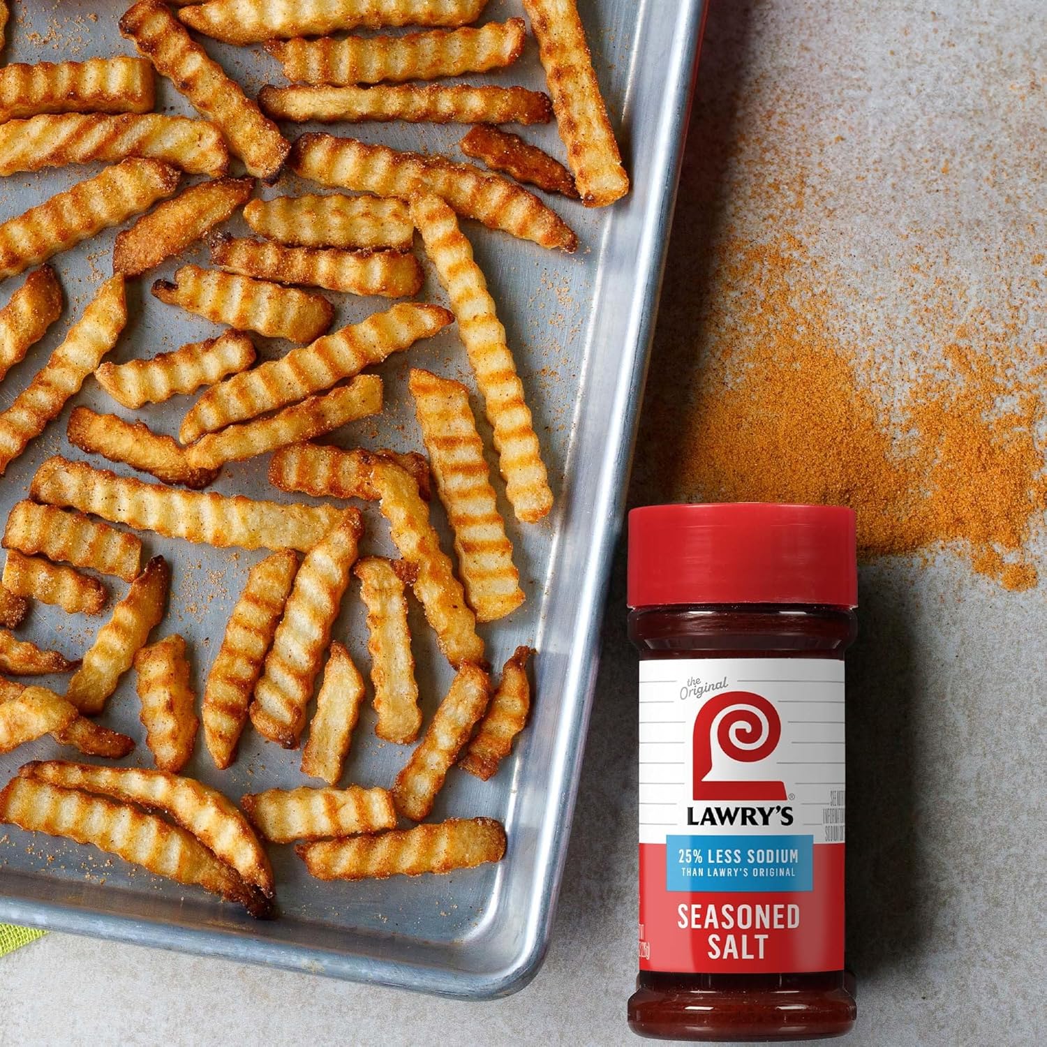 Lawry's 25% Less Sodium Seasoned Salt – Family Kitchen Seasoning with Less Sodium for Kids' Meals