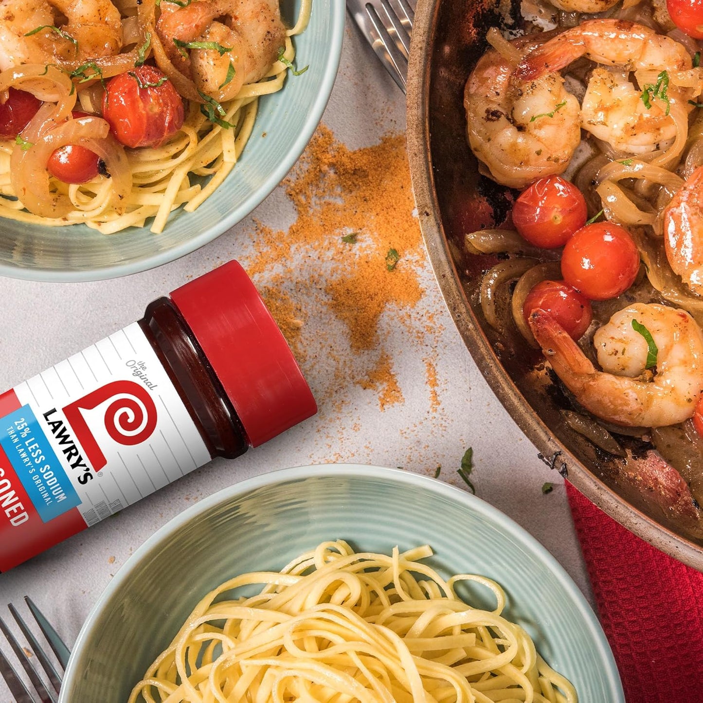 Lawry's 25% Less Sodium Seasoned Salt – Family Kitchen Seasoning with Less Sodium for Kids' Meals