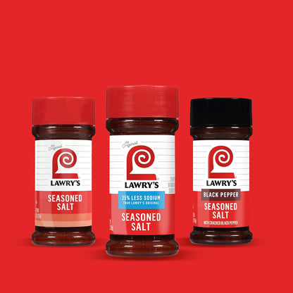 Lawry's 25% Less Sodium Seasoned Salt – Family Kitchen Seasoning with Less Sodium for Kids' Meals