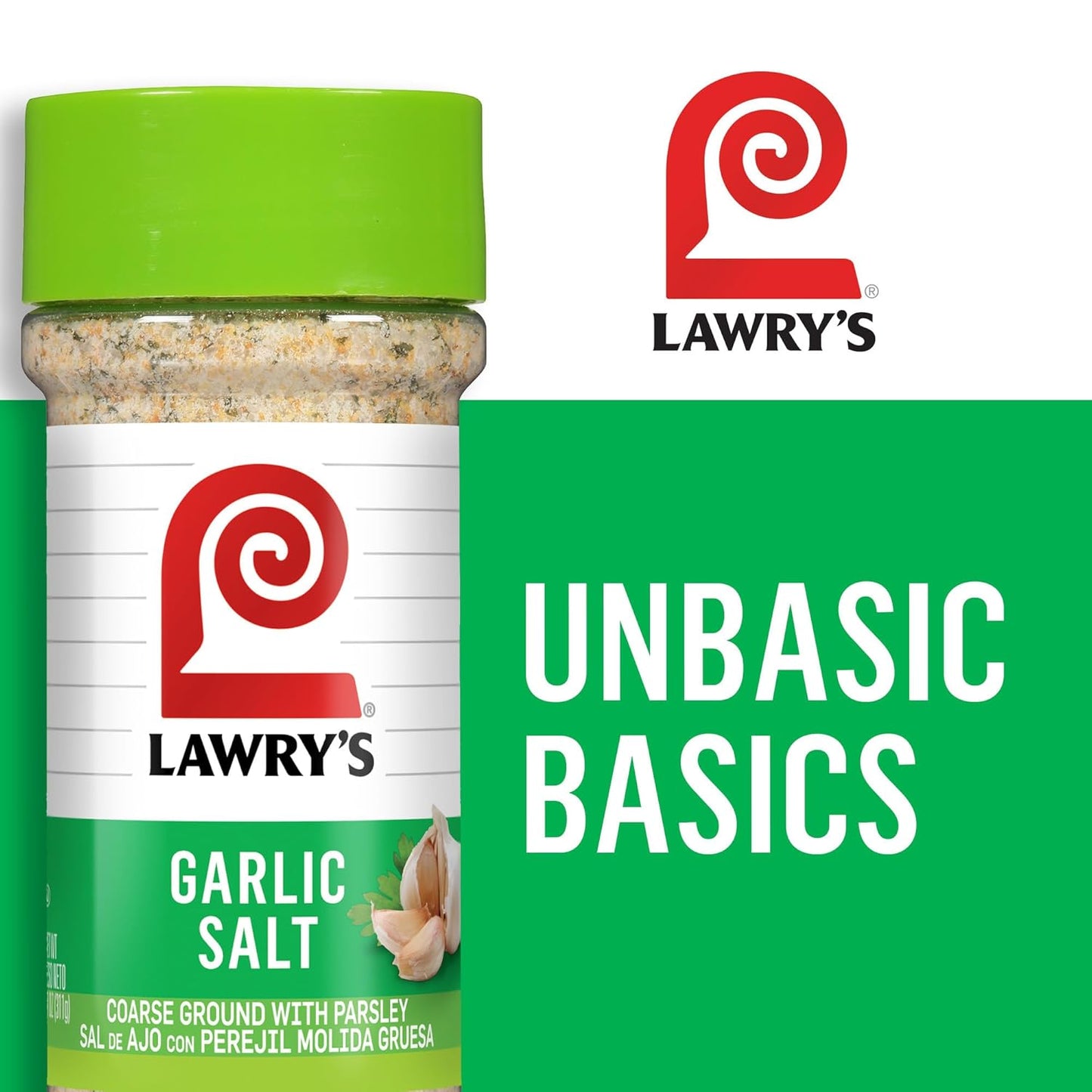 Lawry's Garlic Salt – Clean-Label Pantry Seasoning with No MSG Added, Kosher Certified, 11 oz