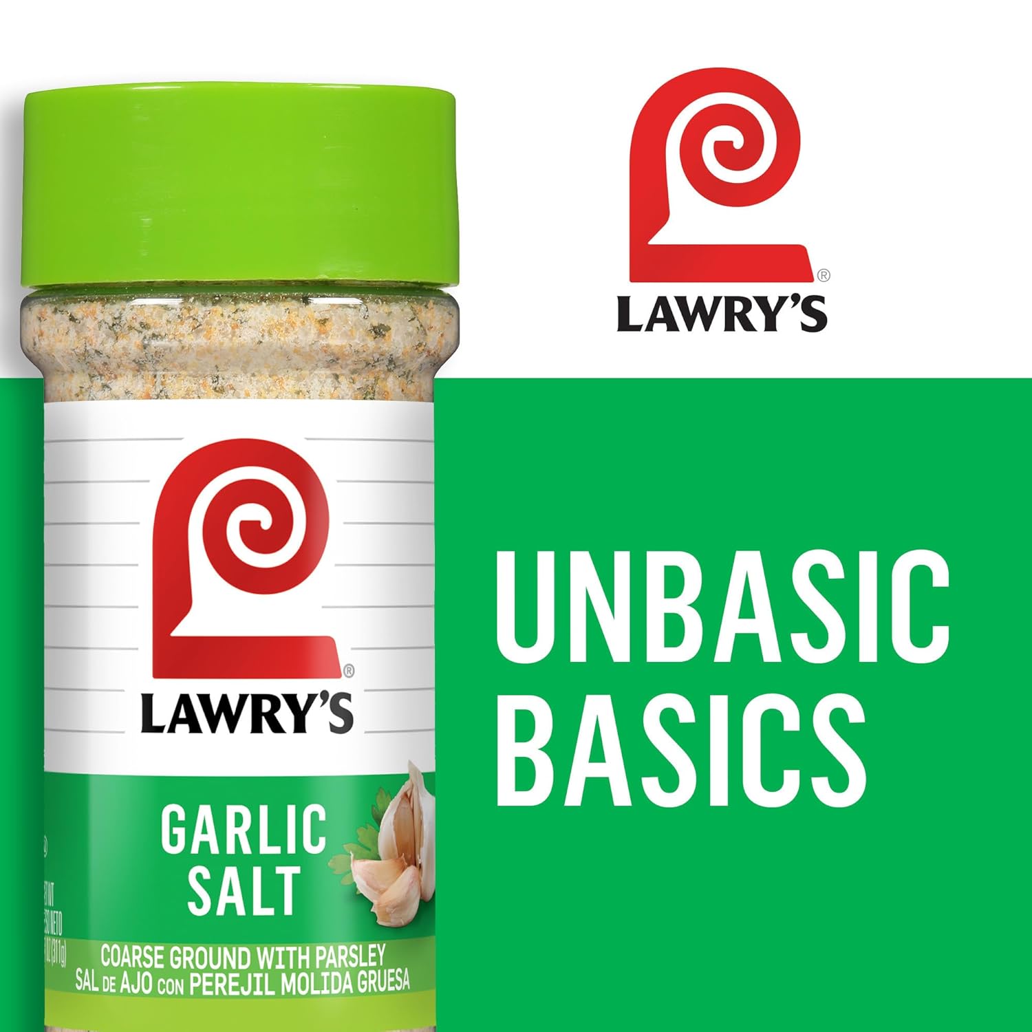 Lawry's Garlic Salt – Clean-Label Pantry Seasoning with No MSG Added, Kosher Certified, 11 oz