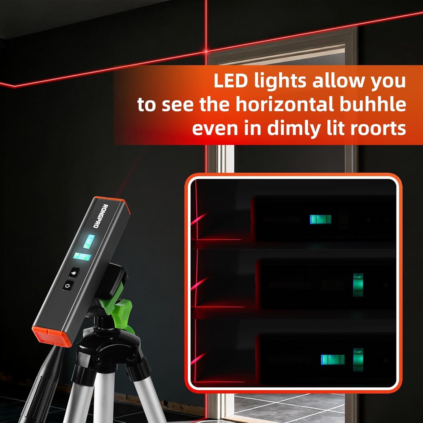 LazerLevel Minimalist Two Tools in One Laser Level for Intentional Spaces and Clutter Free Tool Drawers