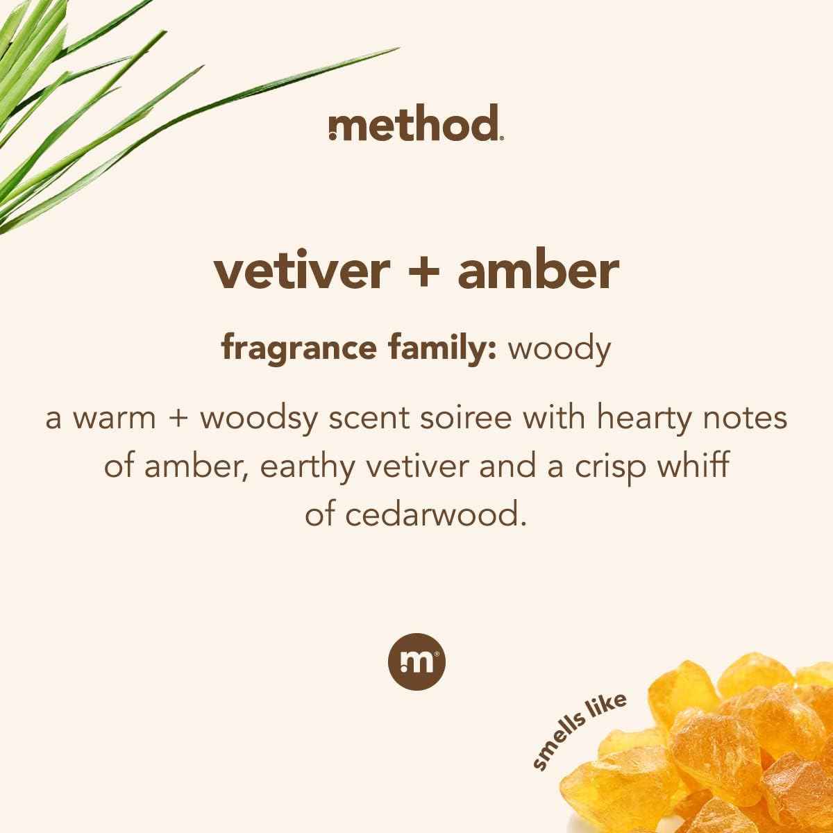 Method Gel Hand Soap Vetiver + Amber – Intentional Bathroom Dispenser, Clutter-Free Refillable Aluminum Set