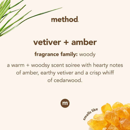 Method Gel Hand Soap Vetiver + Amber – Intentional Bathroom Dispenser, Clutter-Free Refillable Aluminum Set