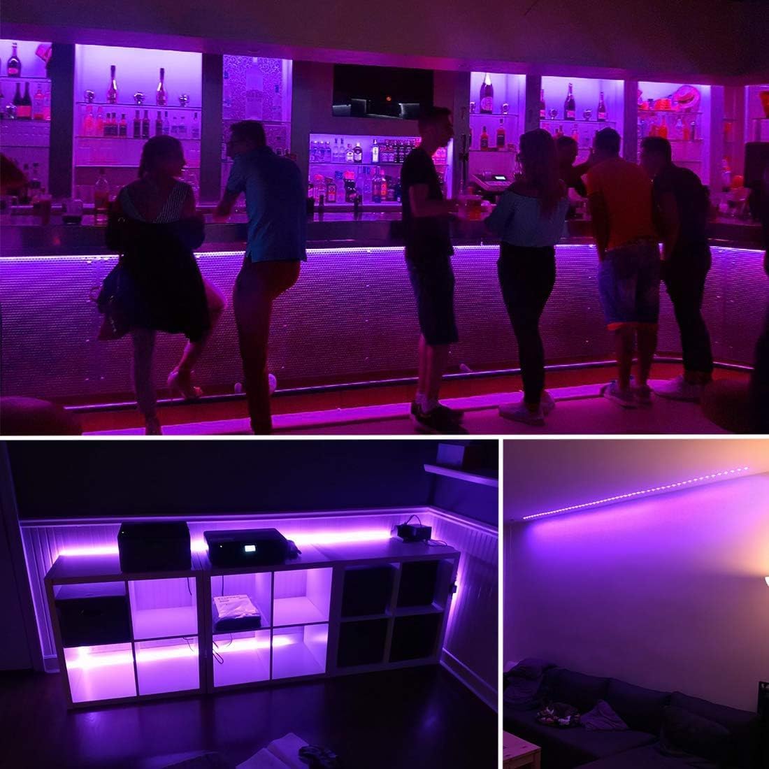 Led Black Light Strip Kit – Cozy Home Atmosphere Accent Light, Cuttable 385-400nm UV Strips for Living Room and Game Room