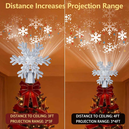 FrostyGlow Lighted Snowflake Topper – Cozy Aesthetic for Holiday Interiors, 3D Glitter Design with Wall and Ceiling Projection