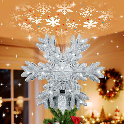 [Brand Name] Rotating Snowflake Projector Tree Topper – Smoke-Free Holiday Lighting, Whisper-Quiet Motor for Bedrooms and Sleeping Areas