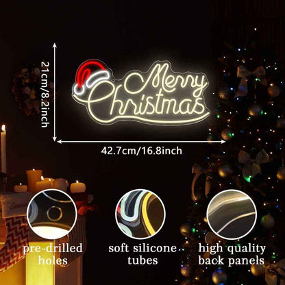 Allball Santa Hat Neon Light – Modern Bedroom Christmas Aesthetic, Dimmable Wall Art for Festive Home Ambiance