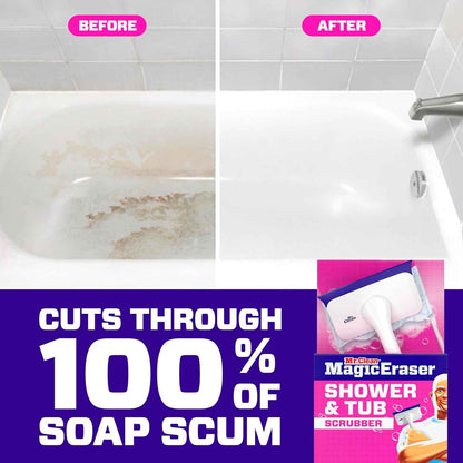 Mr. Clean Magic Eraser Shower & Tub Scrubber, One Tool Replaces Sprays Sponges and Squeegees for an Uncluttered Bathroom