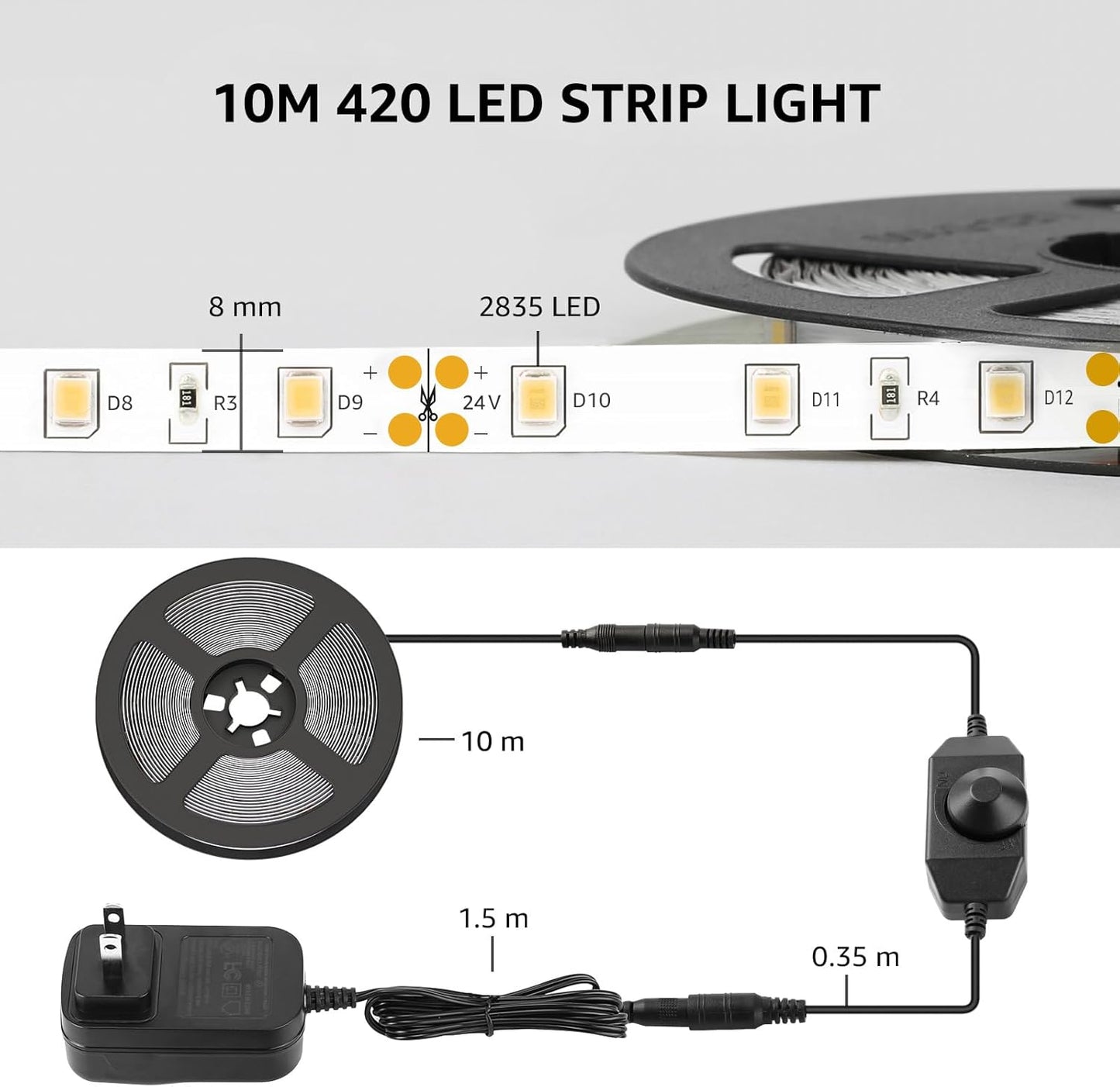 Lepro LED Strip Light – Home Office and Workshop Task Lighting, 6000K Daylight White Focus Strip