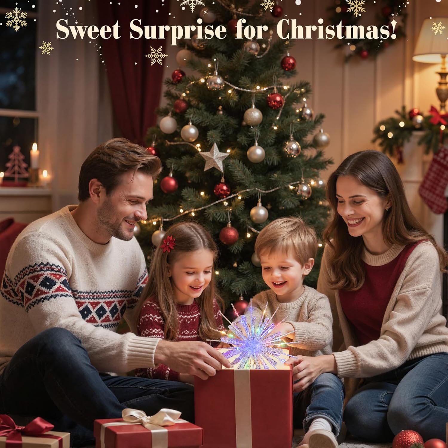 Lewondr Snowflake Tree Topper – Flameless Christmas Tree Light, Cool-Running LED Xmas Topper Safe Around Kids and Pets