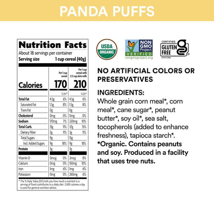EnviroKidz Organic Panda Puffs Cereal – Portable Gluten Free Snack for Camping Trips and Picnic Baskets