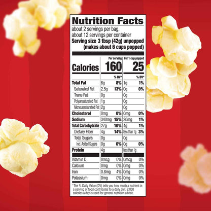 Orville Redenbacher's Light Butter Microwave Popcorn, 6-Count 2.69 oz Bags – Quick Office Snack for Focused Work Breaks at the Desk