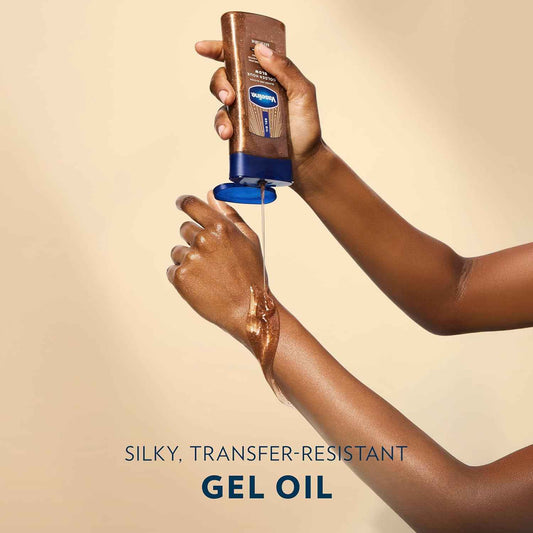 Vaseline Glazed and Glisten Golden Hour Body Gel Oil – Premium Shimmering Treatment for Elevated Self-Care Spaces, 6.8 Oz