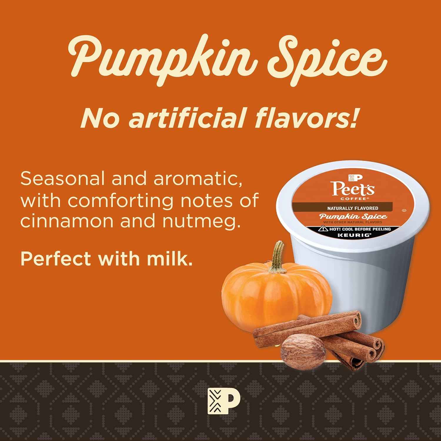 Peet's Coffee Pumpkin Spice K-Cup Pods – Aromatic Coffee Ritual for Meditation and Self-Care, 10 Count