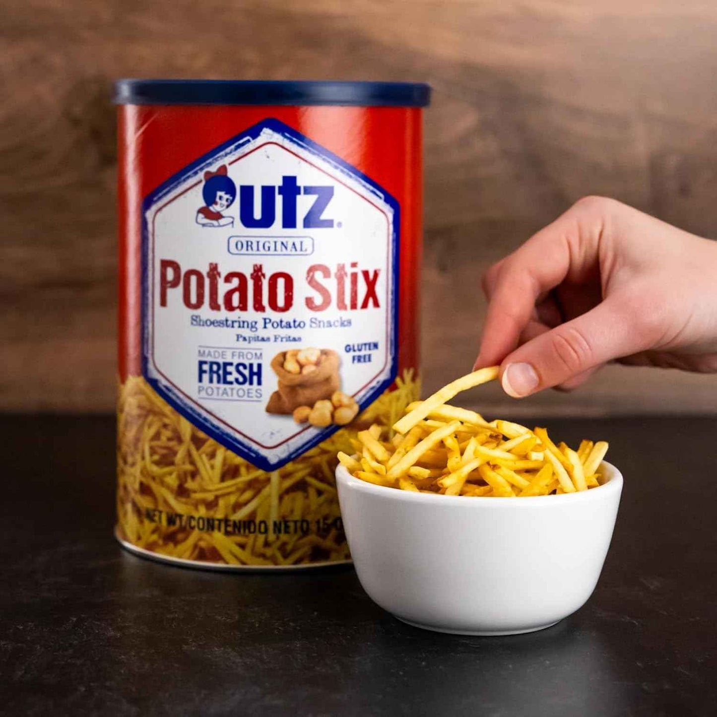 Utz Potato Stix, Original – After-School Snack for Kids, 15 Oz Resealable Canister