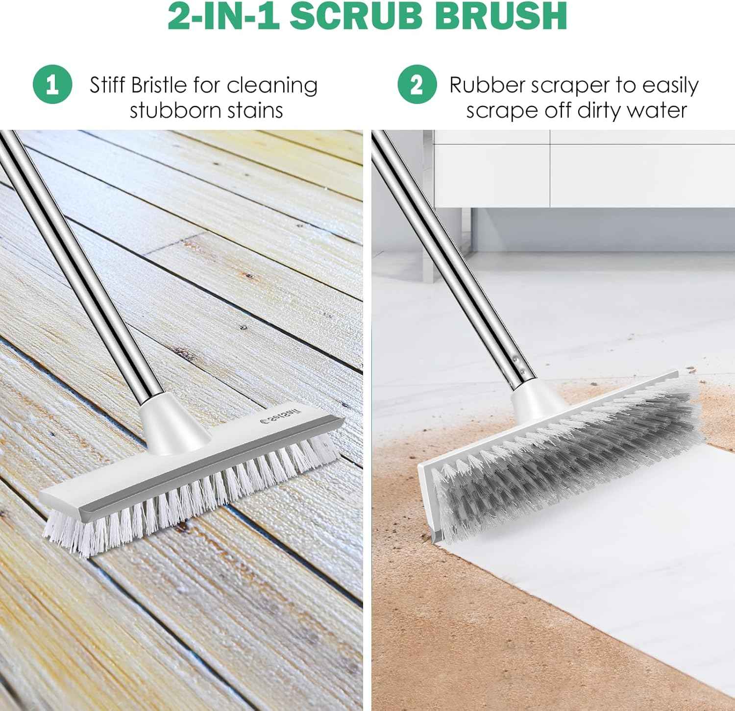 SetSail 51 Inch Long Handle Deck Brush – Heavy Duty Patio and Balcony Scrubber with Stiff Bristles for Outdoor Surface Cleaning