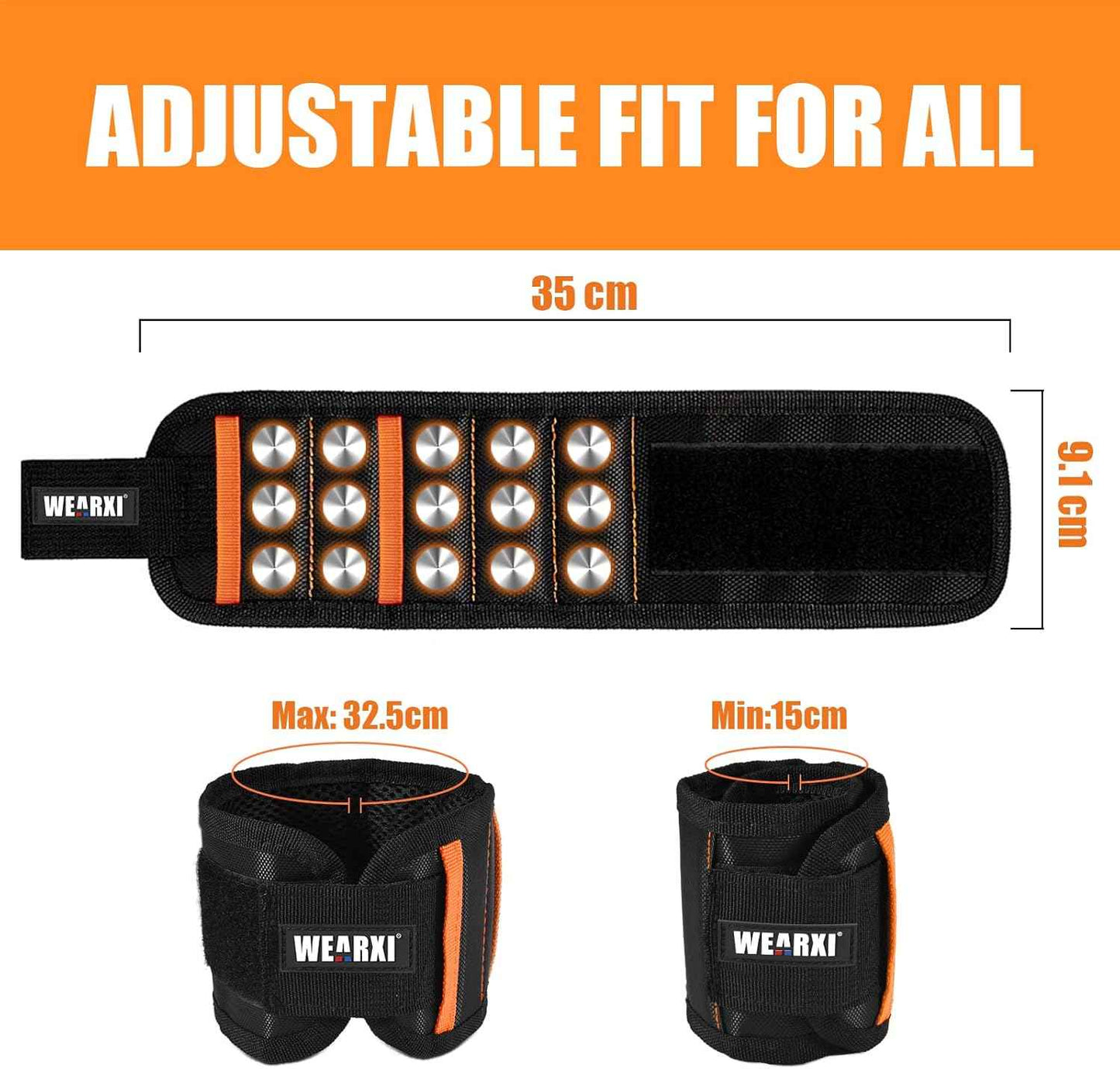 WEARXI Magnetic Wristband Tool – Safer Ladder Work Accessory, Reduces Dropped Screws and Falls for Roofers and Tradesmen
