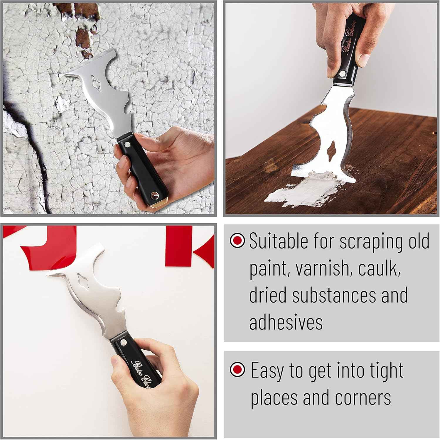 Bates 10 in 1 Paint Scraper – Strip Old Finish from Porch Railings and Spindles