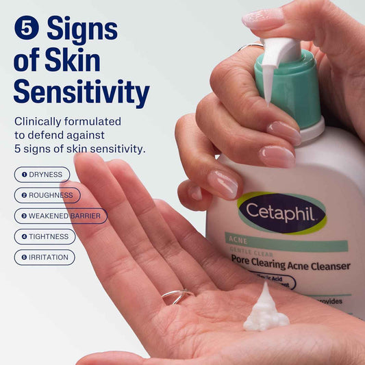 Cetaphil Gentle Clear Acne Cleanser – Daily Wind-Down Skincare Ritual for Sensitive, Acne-Prone Skin, 2% Salicylic Acid Foaming Gel