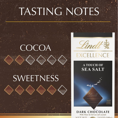 Lindt Excellence Sea Salt Bar 12-Pack – Mindful Pre-Portioned Dark Chocolate for a Nightly Self-Care Ritual