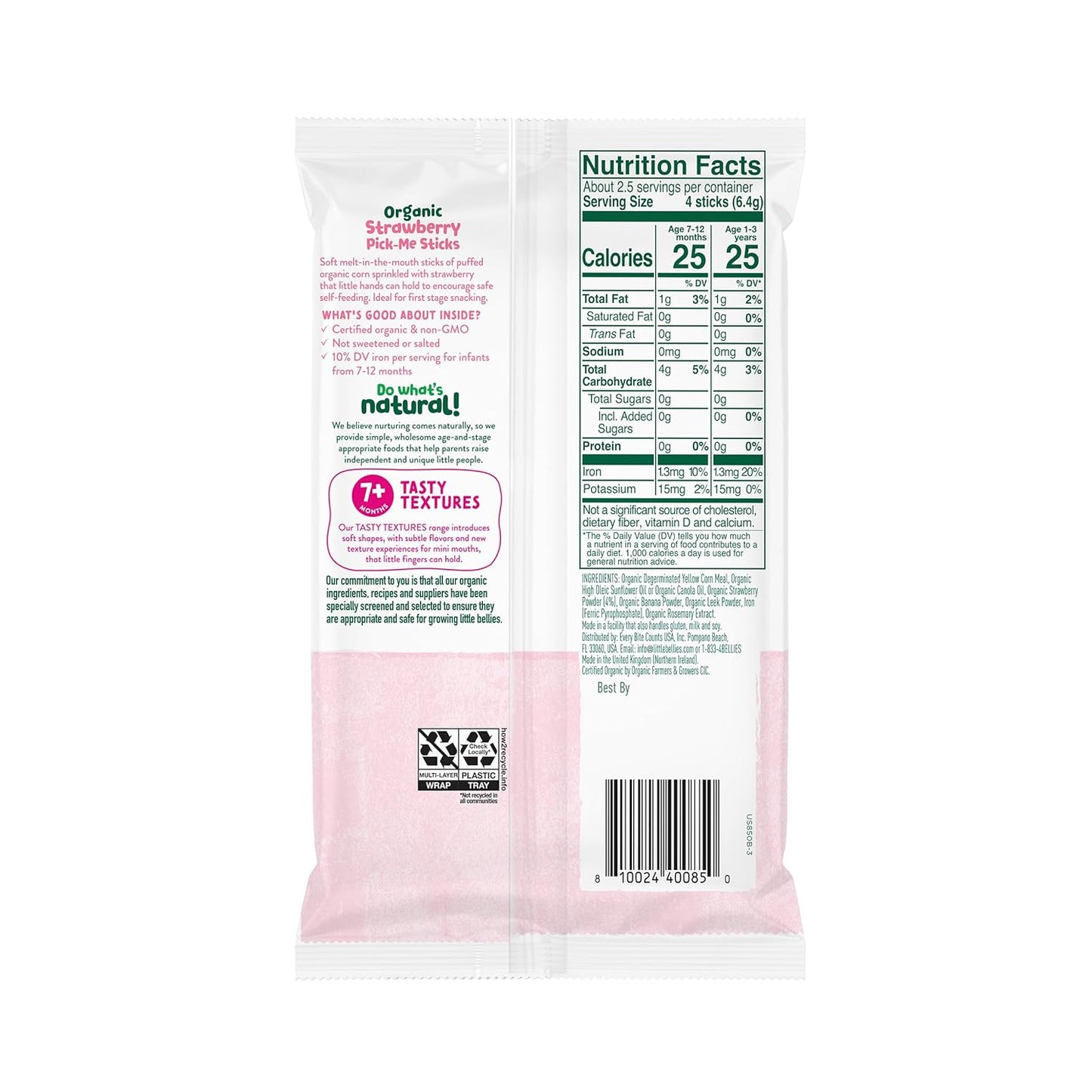 Little Bellies Organic Strawberry Pick-Me Sticks – Choking-Safe Soft Melt Texture for Self-Feeders