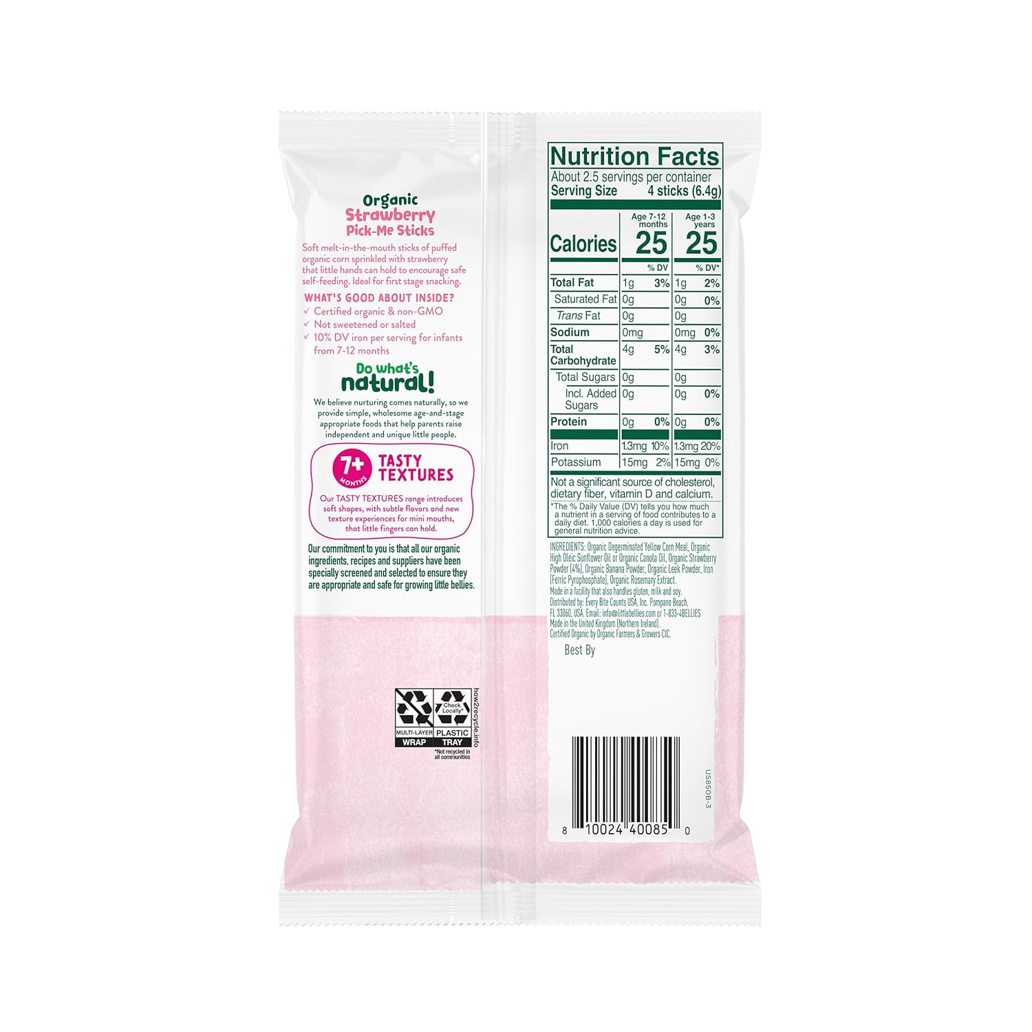 Little Bellies Organic Strawberry Pick-Me Sticks – Choking-Safe Soft Melt Texture for Self-Feeders