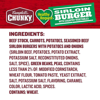 Campbell's Healthy Request Beef Sirloin Vegetable Soup, 18.8 oz – Filling Protein-Rich Weekday Dinner for Picky Eaters and Family Tables