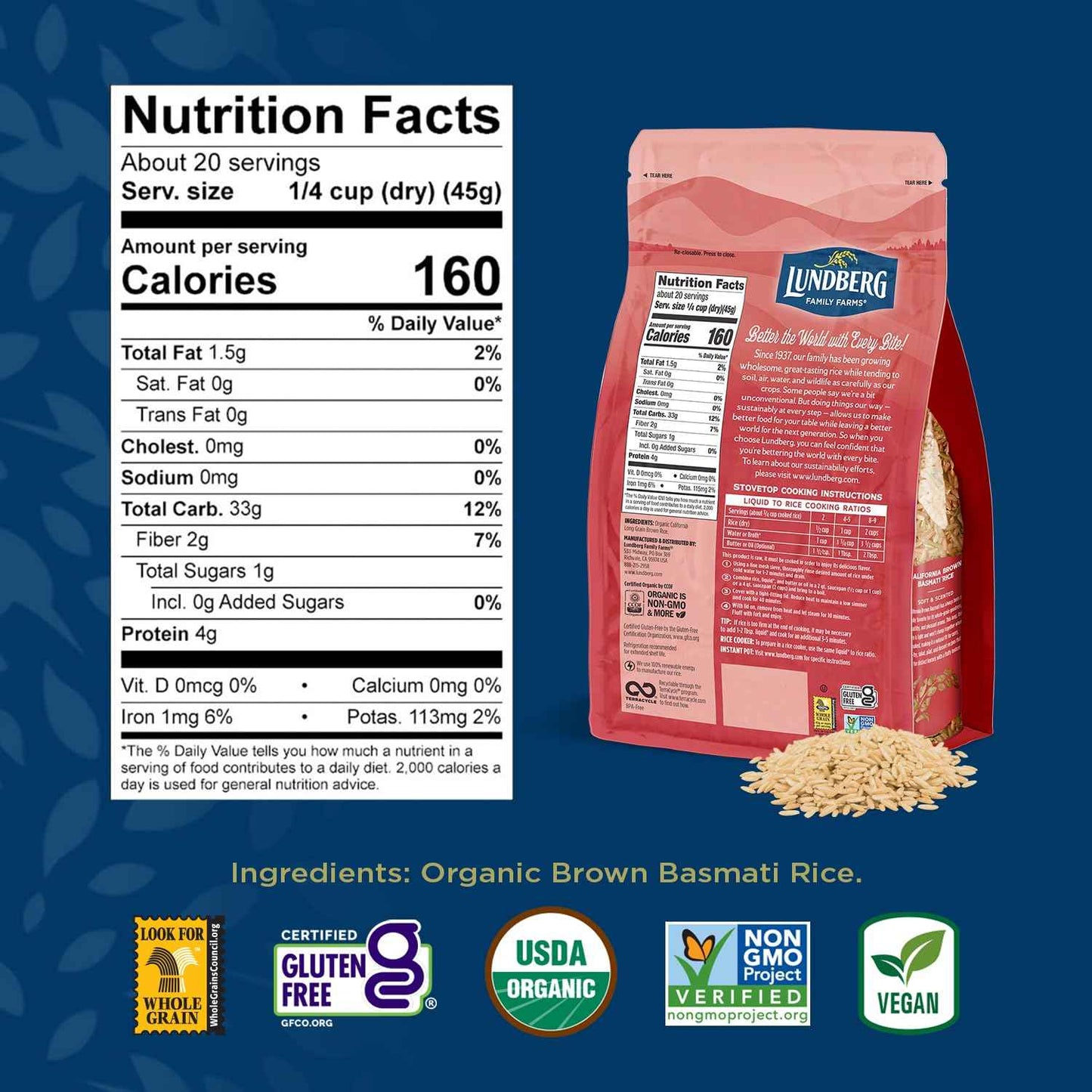 Lundberg Organic Brown Basmati – Quick Whole Grain for Weekly Meal Prep